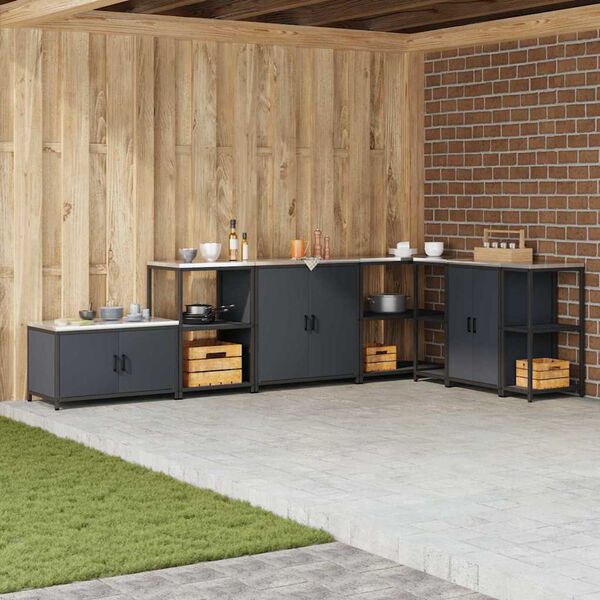 vidaXL Keukenopslag met plank Antraciet 60 x 50 x 92 cm Staal