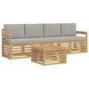 vidaXL Buiten bankenset met kussen 5 pcs Wit en Lichtgrijs Polyester