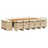 vidaXL 15-delige Tuinset met kussens poly rattan beige