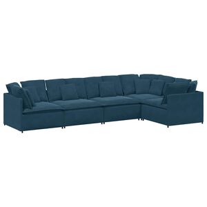vidaXL Modulaire bank met kussens fluweel blauw