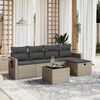 vidaXL 6-delige Loungeset met kussens poly rattan grijs