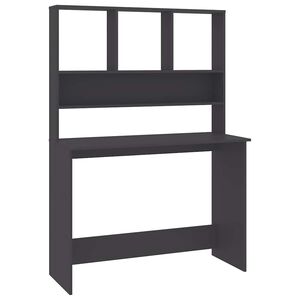 vidaXL Bureau met schappen 110x45x157 cm bewerkt hout grijs