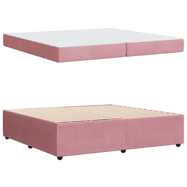 vidaXL Bedframe met matras Roze 200 x 200 cm Stof