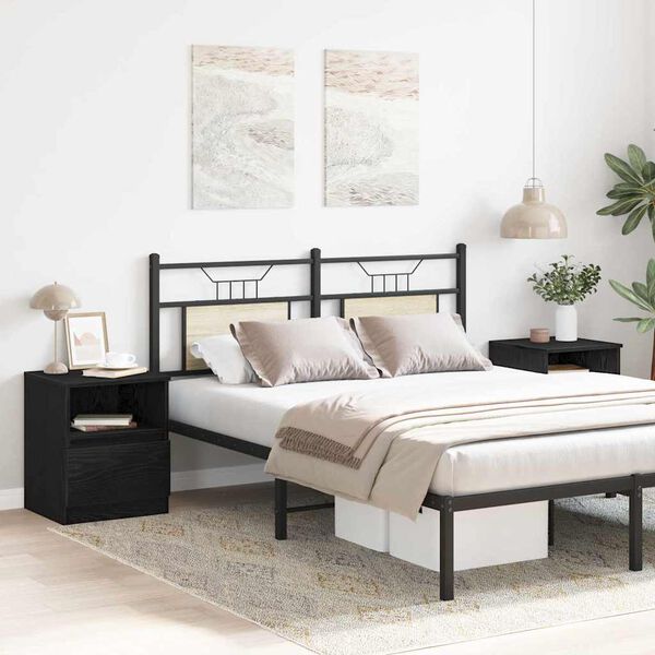 vidaXL Nachtkastje 2 pcs Zwart Eiken 40 x 40 x 50 cm Bewerkt hout