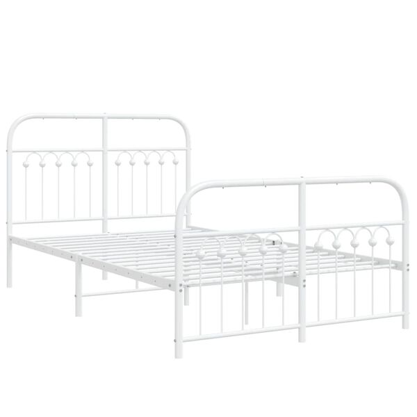 vidaXL Bedframe met hoofd- en voeteneinde metaal wit 120 x 190 cm