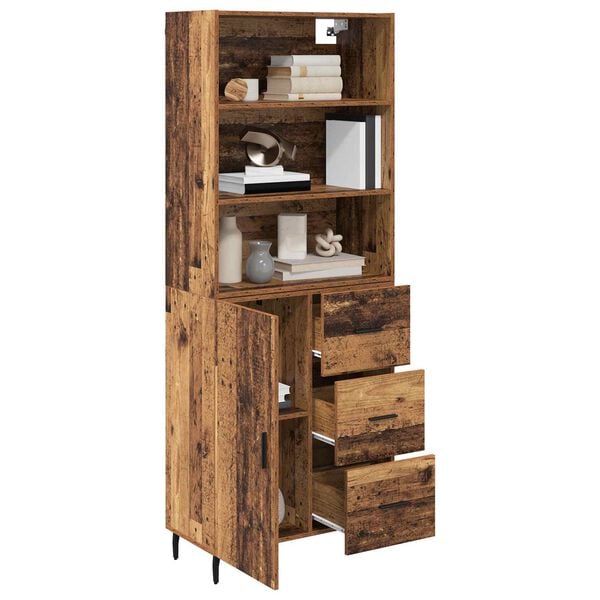 vidaXL Hoge kast met lade 2 pcs Oud Hout Bewerkt hout