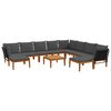 vidaXL 11 st Massief acaciahout & touw Naturel