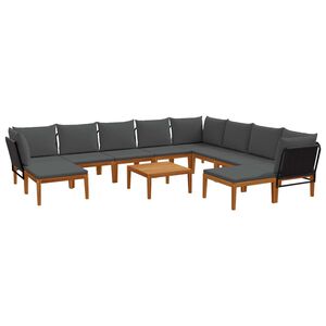 vidaXL 11 st Massief acaciahout & touw Naturel