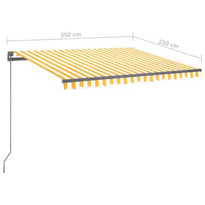 vidaXL Luifel automatisch met LED en windsensor 350x250 cm geel en wit
