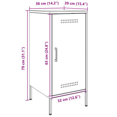 vidaXL Dressoir 36x39x79 cm koudgewalst staal wit