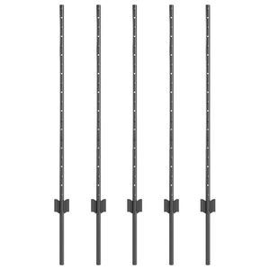 vidaXL Afrasteringspaal 5 pcs Grijs 100 cm Staal