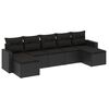 vidaXL 7-delige Loungeset met kussens poly rattan zwart