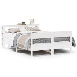vidaXL Bedframe zonder matras massief grenenhout wit 150x200 cm