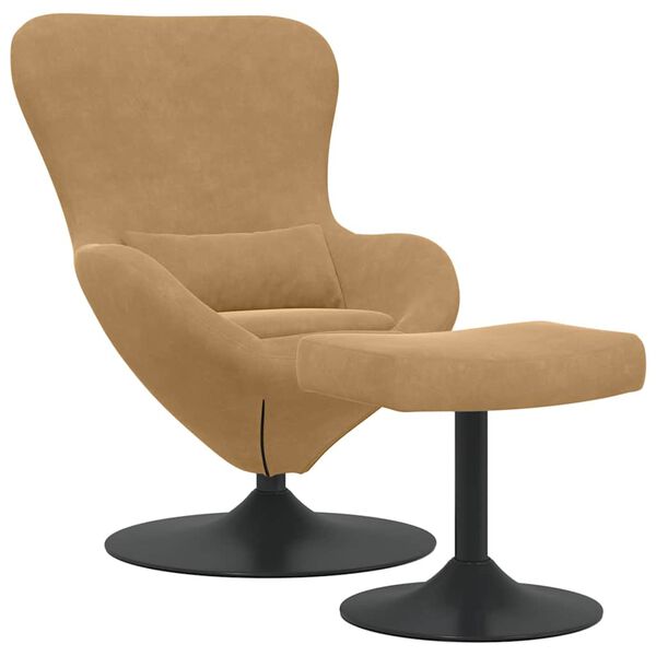 vidaXL Egg Chair met Voetsteun Bruin Fluweel