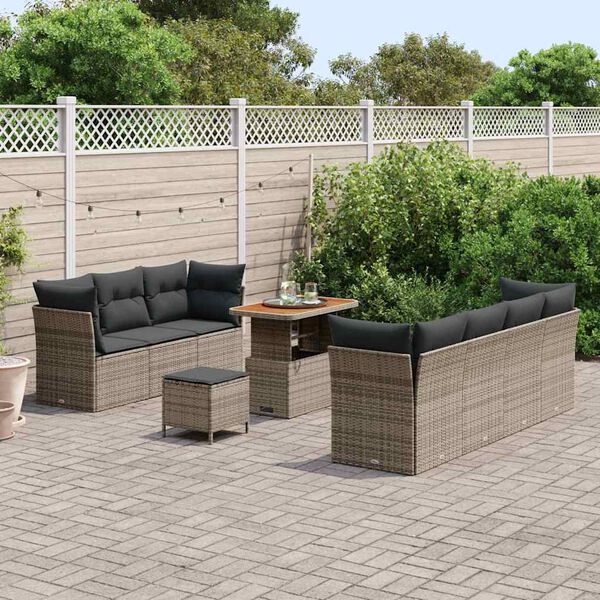vidaXL Tuin Sofa Set 10 pcs Grijs poly rattan