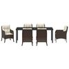 vidaXL Tuin eettafelset met kussen 7 pcs Bruin poly rattan