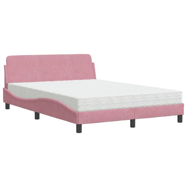 vidaXL Bed met matras "Dover" fluweel roze 120x200 cm