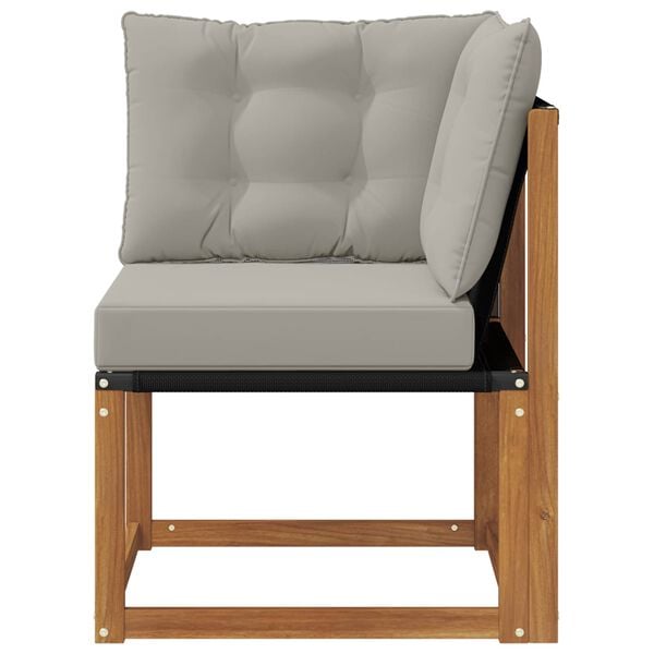 vidaXL Buiten Hoek Sofa Massief acaciahout en Textilene Stof Naturel