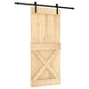 vidaXL Schuifdeur Naturel en Zwart 90 x 210 cm Massief Grenenhout