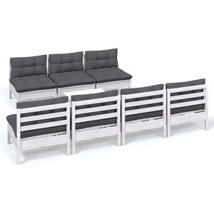 vidaXL 8-delige Loungeset met antracietkleurige kussens grenenhout