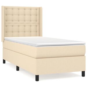 vidaXL Boxspring met matras stof cr&egrave;mekleurig 80x200 cm