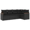 vidaXL 5-delige Loungeset met kussens poly rattan zwart