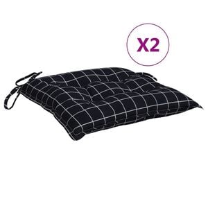 vidaXL Stoelkussens 2 st ruitpatroon 40x40x7 cm stof zwart