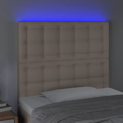 vidaXL Hoofdbord LED 80x5x118/128 cm kunstleer cappuccinokleurig
