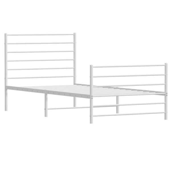 vidaXL Bedframe met hoofd- en voeteneinde metaal wit 90x200 cm