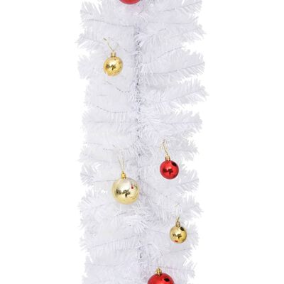 vidaXL Kerstslinger versierd met kerstballen 5 m wit