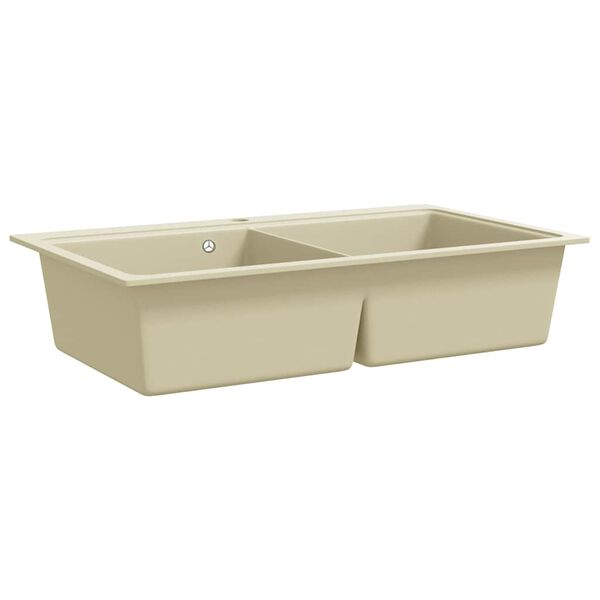vidaXL Gootsteen dubbele bakken graniet beige