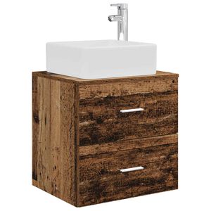 vidaXL Wandgemonteerde wastafelmeubel Oud hout 53 x 34,5 x 63 cm
