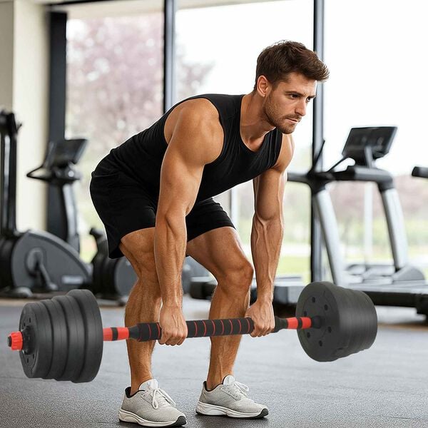 vidaXL 4-in-1 Halterset Zwart en Rood 121 x 19,5 x 19,5 cm