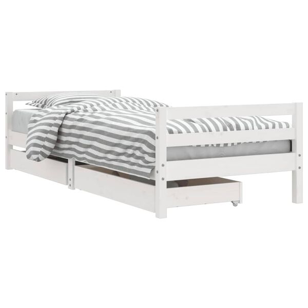 vidaXL Kinderbedframe met lades 80x200 cm massief grenenhout wit