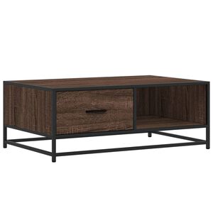 vidaXL Salontafel 90x57x35 cm bewerkt hout en metaal bruin eikenkleur