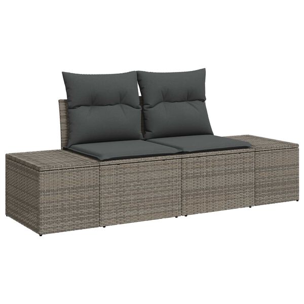 vidaXL Tuin Sofa Set met opslag 13 pcs Grijs Poly riet