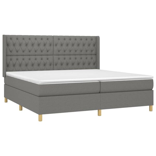 vidaXL Boxspring met matras en LED stof donkergrijs 200x200 cm