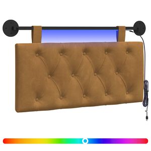 vidaXL Hangend hoofdbord Met LED-verlichting Bruin Fluweel