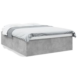 vidaXL Bedframe bewerkt hout betongrijs 150x200 cm