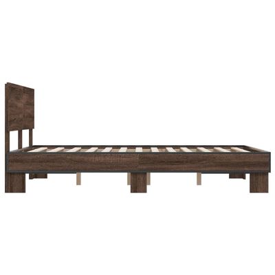 vidaXL Bedframe bewerkt hout metaal bruin eikenkleur 120x200 cm