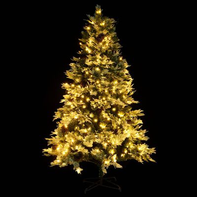 vidaXL Kerstboom met LED en dennenappels 195 cm PVC en PE groen