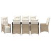 vidaXL Tuin eettafelset met kussen 9 pcs Beige poly rattan