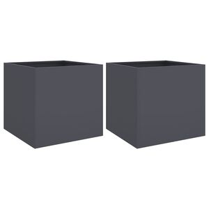 vidaXL Plantenbakken 2 st 42x40x39 cm staal antracietkleurig