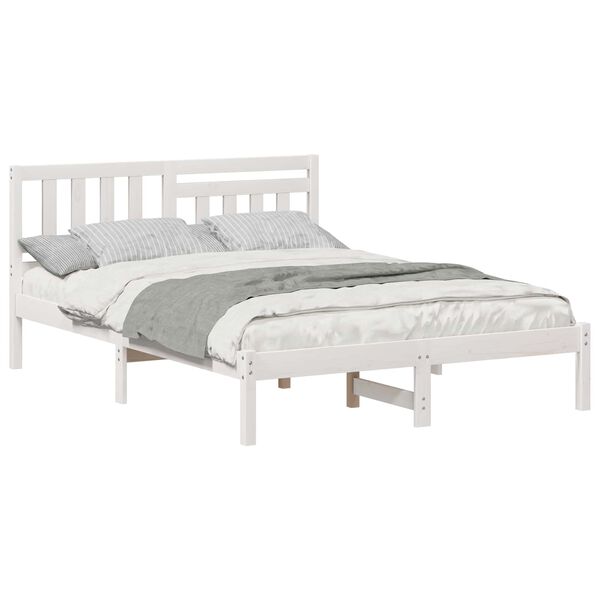 vidaXL Bedframe met hoofdeinde Wit 120 x 200 cm Massief grenenhout