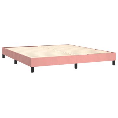 vidaXL Boxspring met matras fluweel roze 180x200 cm