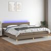 vidaXL Boxspring met matras en LED stof taupe 200x200 cm