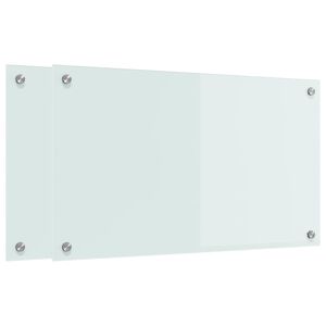 vidaXL Keukenachterwand 2 st Wit 70 x 40 cm gehard glas