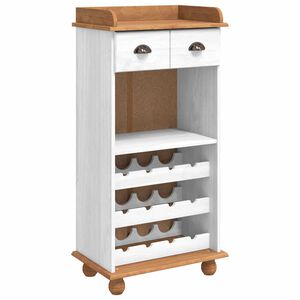vidaXL Wijnkast ASKIM Wit met Honingtopp 57 x 37 x 114 cm