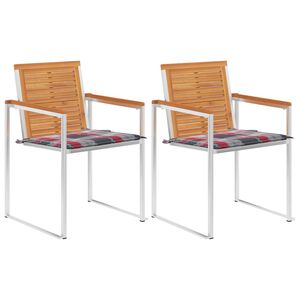 vidaXL Tuinstoelen 2 st met kussens massief acaciahout en staal