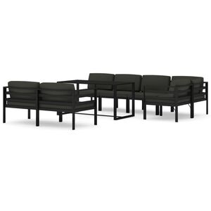 vidaXL 8-delige Loungeset met kussens aluminium antracietkleurig